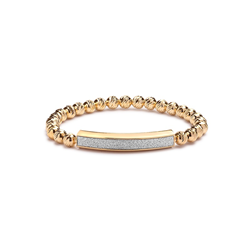 Gold Plated Sterling Silver Faceted Ball Bracelet with Glitter Bar