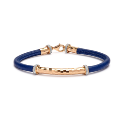 Gold Plated Sterling Silver & Glitter Bar on Blue Cord Bracelet