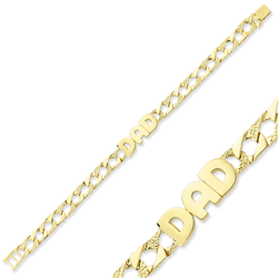 9ct YG Dad Plain & Engraved Bracelet