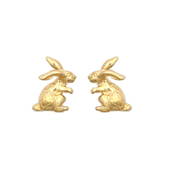 9ct Yellow Gold Kids Rabbit Stud Earrings