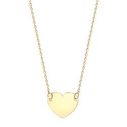 9ct YG Plain Heart Necklace
