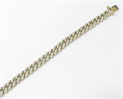 10ct Yellow Gold Diamond Curb Gents Bracelet