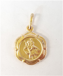 9ct Yellow Gold St. Christopher Medallion Pendant