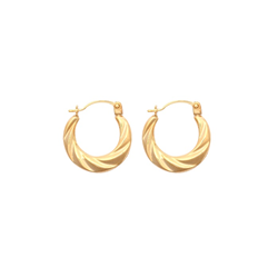 9ct Yellow Gold Round Twist Creole Earrings