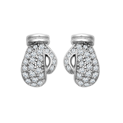 Sterling Silver CZ Boxing Glove Stud Earrings