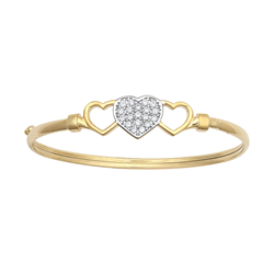 9ct YG Baby Triple Hearts Bangle