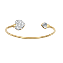 9ct YG Baby Double Cz Hearts Bangle