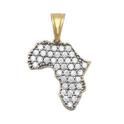 9ct Yellow Gold Cz Africa Map Pendant