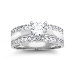 9ct WG Ladies Cz Band Ring  P