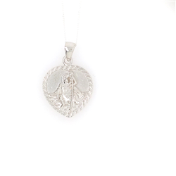 Sterling Silver Heart St. Christopher Pendant