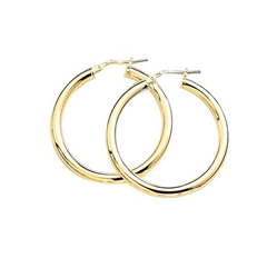 Gold Plated Sterling Silver 25mm Polished Hoops
