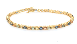 Gold Plated Silver Claw Set Multi Coloured CZ Bracelet