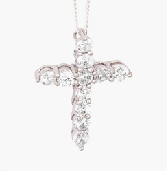 Sterling Silver Cz Cross Pendant with Chain