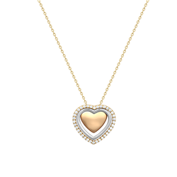 9ct YG Three Colour Heart Necklace