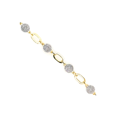 9ct Yellow Gold Cz Circle And Oblong Ladies Bracelet