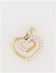 9ct Yellow Gold Cz Heart Pendant with 18