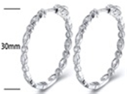 STERLING SILVER 30mm INSIDE OUT CZ MILLGRAIN HOOPS