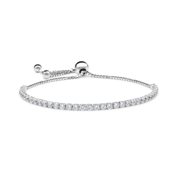 Sterling Silver CZ Sliding Clasp Bracelet