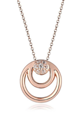 Sterling Silver Rose Gold Plated Cz Circle Pendant With Chain