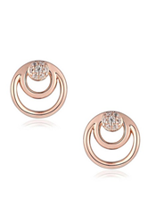 Sterling Silver Rose Gold Plated Cz Circle Earrings