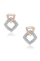 Sterling Silver Two Tone Plated Cz Earrings