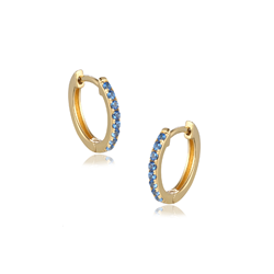 Sterling Silver Gold Plated Blue Cz Hoops