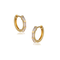 Sterling Silver Gold Plated Cz Hoops