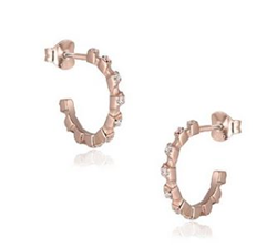 Sterling Silver Rose Gold Plated Cz Hoops