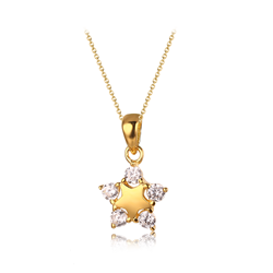 Sterling Silver Gold Plated Cz Star Pendant With Chain
