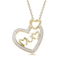 Silver Yellow Gold Plated CZ MUM Pendant + Chain