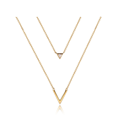 Sterling Silver Gold Plated Cz Layered Necklace