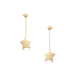 Sterling Silver Gold Plated Star Drop Earrings