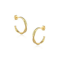 Sterling Silver Gold Plated Twisted Hoop Earrings