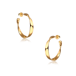 Sterling Silver Gold Plated Ribbon Twist Hoop Earrings