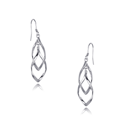 Sterling Silver Rhodium Plated Drop Earrings