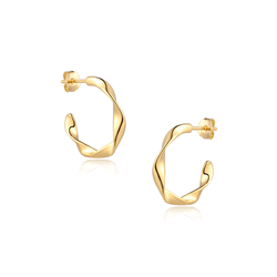 Sterling Silver Gold Plated Ribbon Twist Hoop Earrings