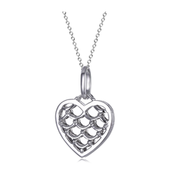 Sterling Silver Heart Sentiment Pendant + Chain - forever in my heart (on front)