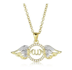 Sterling Silver Gold Plated Winged MUM pendant + Chain