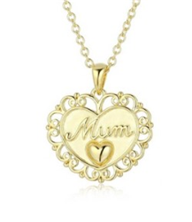 Sterling Silver Gold Plated MUM heart Pendant + Chain