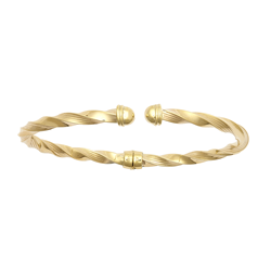 9ct YG Ribbed & Twist Spring Bangle