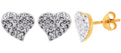 Gold Plated Silver Crystal Heart Stud Earrings