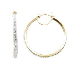 Gold Plated Silver Crystal 30mm Hoop Earrings
