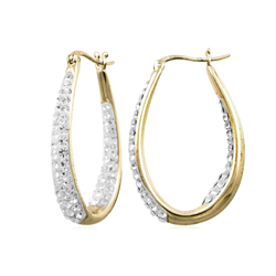 Gold Plated Silver Crystal Oval Hoop Earrings