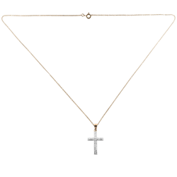 Gold Plated Crystal Silver Cross Pendant / 18