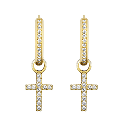 9ct YG  Cz Cross & Hoop Earrings