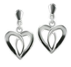 Sterling Silver Celtic Drop Heart Earrings