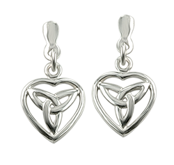 Sterling Silver Celtic Drop Heart Earrings