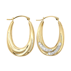 9ct YG Crystal Fancy Creole Earrings