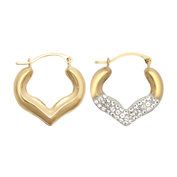 9ct YG Crystal Medium Heart Earrings