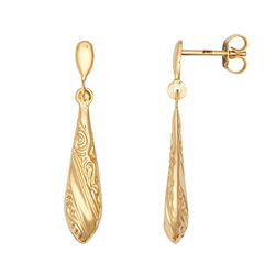 9ct Yellow Gold 18mm Patterned Drop Earrings